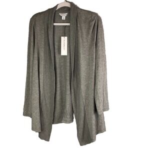 Liz‎ Claiborne Womens Cardigan Medium Grey Gray Sweater Open Front Lightweight